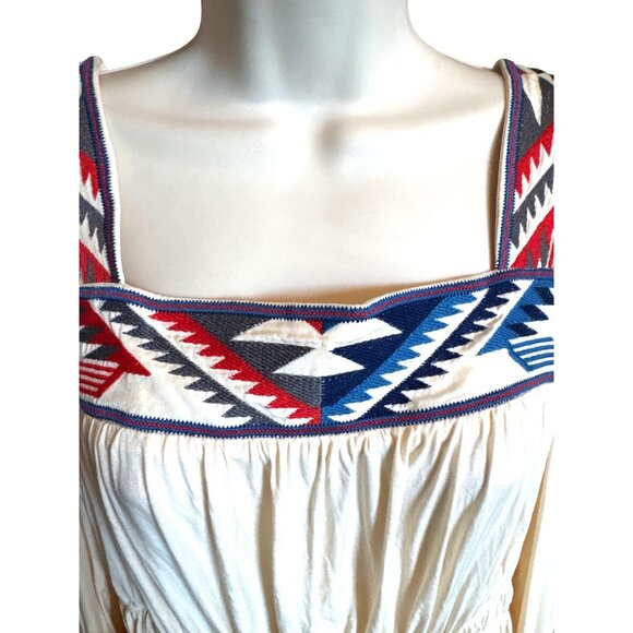 Ariat Chimayo Collection Embroidered Blouse M Cream Boho Western Peasant Top - Picture 2 of 12
